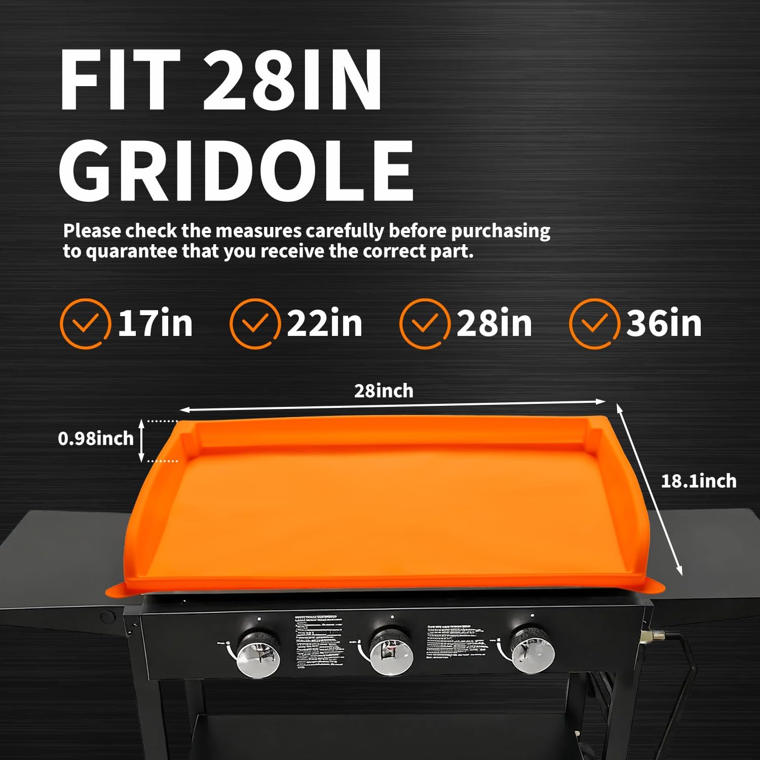 28" Blackstone Silicone Griddle Cover, Full-Edge Premium Food-Grade Grill Protective Cover BBQ Mat with Drip Pad for Blackstone Accessories, Griddle Protector