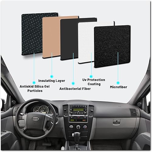 Miniatura 4 de Tapete antideslizante para tablero de instrumentos compatible con Kia Sorento 2004-2009 Protector solar (2004-2009)