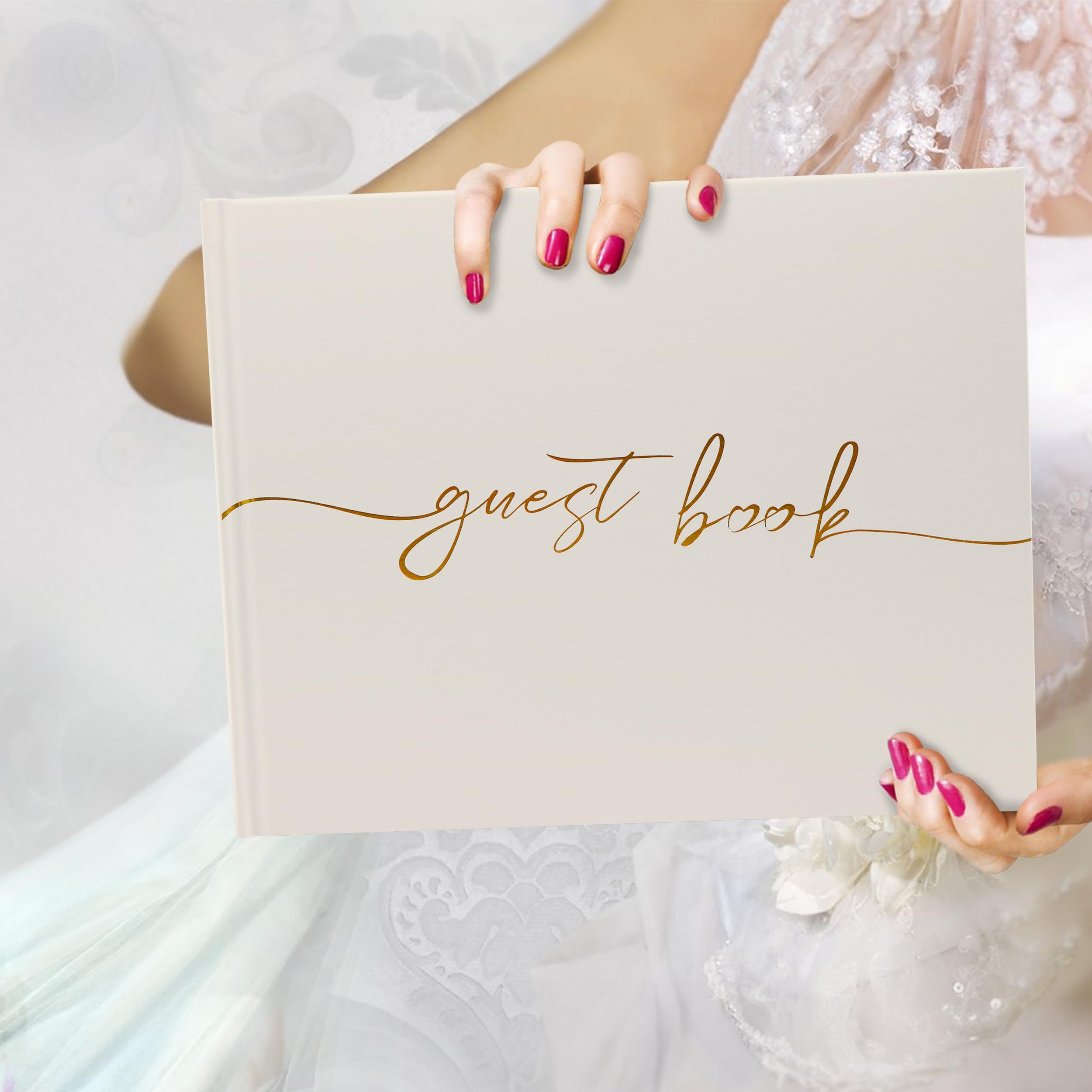 LIVRE D OR,--Livre'or De Mariage 9.45x6.50 Pouces, Livre'or De Mariage Au Fini Satiné Blanc