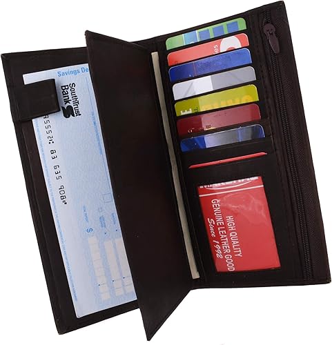 Miniatura 2 de Organizador de cuero genuino para chequera con tarjetero (marrón)