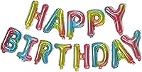 Vista 21 de KALOR Pancarta de Globos Dorados de Feliz Cumpleaños, Letras de Globos de Papel de Aluminio Mylar de 16 Pulgadas Letrero para Decoraciones de Fiesta