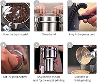Vista 7 de Molinillo de granos eléctrico de 1000 g de alta velocidad para especias y hierbas, máquina comercial para polvo de cereales secos, granos, hierbas