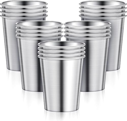 Honeydak 20 Pieces 8 oz Stainless Steel Pint Cups Unbreakable Stackable Metal Mint Julep Cups Reusable terproof Drinking Glasses for Kids Adults Travel Camping Outdoor Home Bar Restaurant