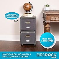 Vista 5 de BIRDROCK HOME Archivador rodante – Estante de almacenamiento decorativo con cubos extraíbles, asas y ruedas – Organiza archivos, libros, juguetes