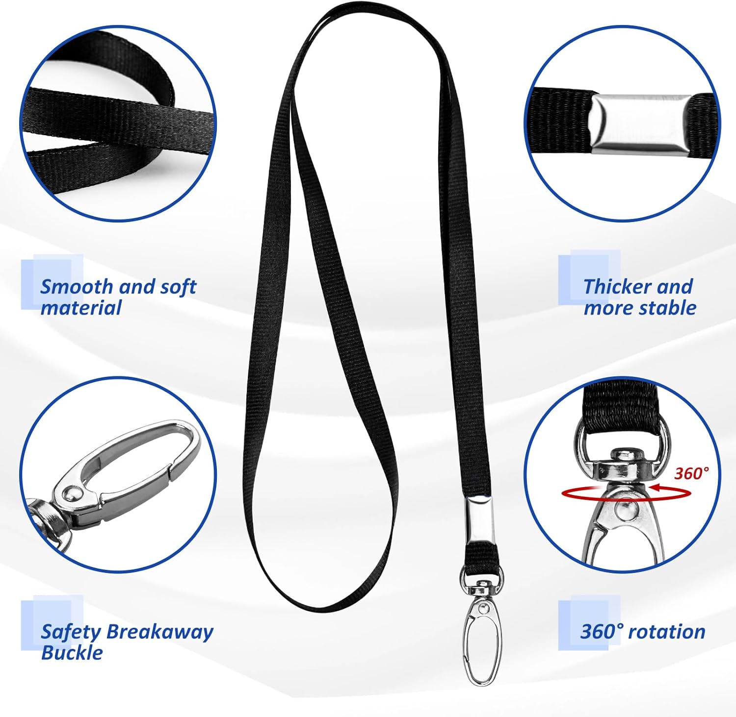 50Pcs Black Lanyard for ID Badges Nylon Flat Lanyard with Swivel Hook Bulk Lanyards for Office, School, Conference - Image 3