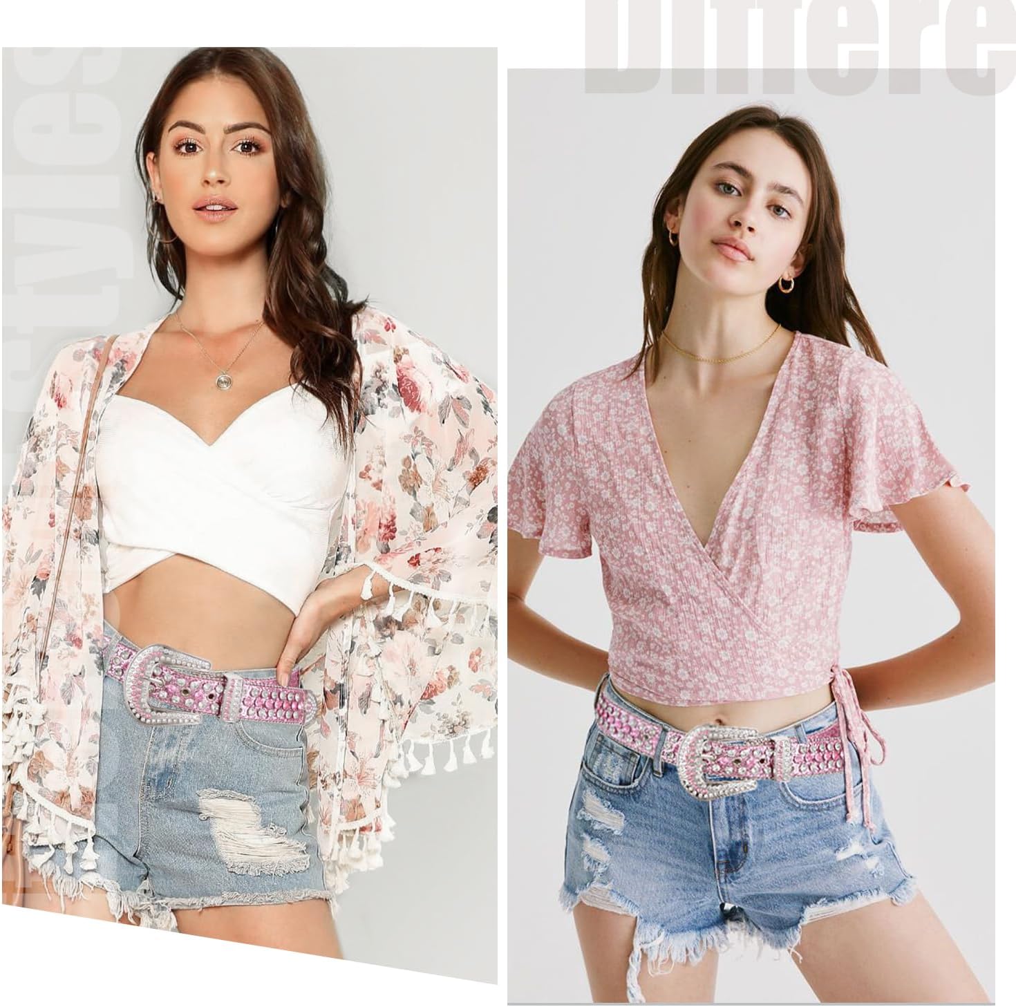 FIORETTO Men Women Rhinestone Belt Bling Western Studded Leather Belt Shining Diamond Cowgirl Cowboy Waist Belt for Jeans - Image 4