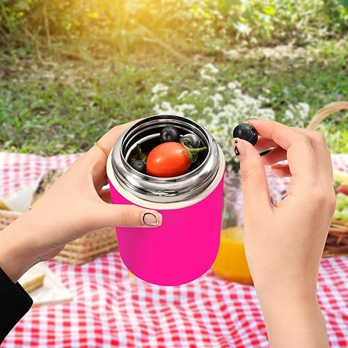 Miniatura 5 de Deep Pink - Recipientes de alimentos aislados para niños y mujeres, con cuchara, recipientes de 17 onzas  16.9 fl oz para alimentos calientes, de