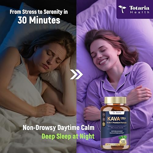 Miniatura 3 de Extracto de raíz de kava kava de 1000 mg con magnesio, 50% kavalactonas, L teanina, mezcla de hierbas Ashwagandha para un estado de ánimo