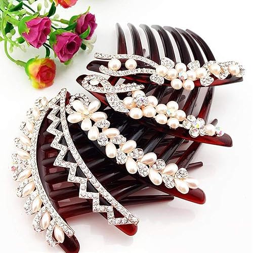 Miniatura 5 de Peines laterales para el pelo de fiesta, diamantes de imitación decorativos de cristal, perlas para mujeres y niñas, horquillas para el pelo de