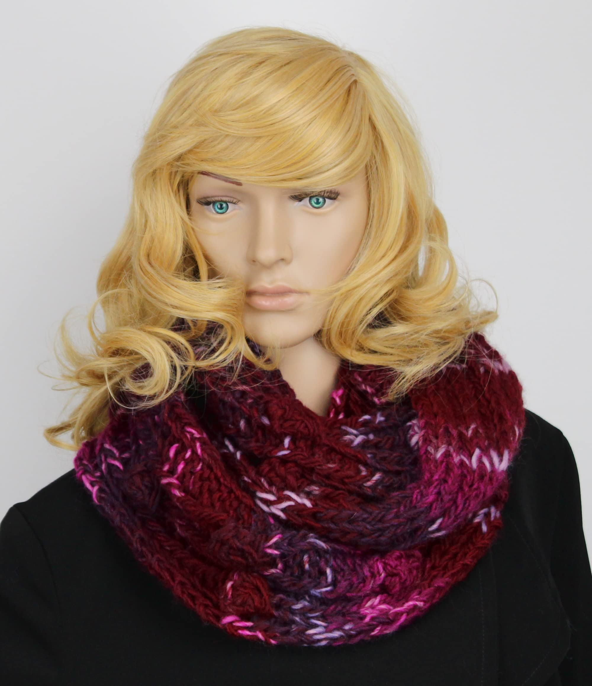 H.E.Arts Strickloop Damen weinrot meliert Schulterschmeichler Bordeaux Loop mit eingestrickten Noppen