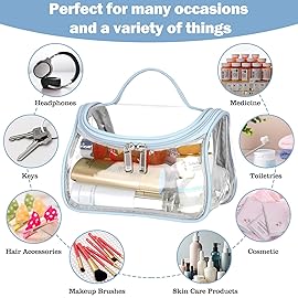 HAOGUAGUA Heavy Duty Clear Cosmetic Bag Waterproof Transparent Travel Makeup Toiletry Organizer Bag (Blue-1pcs)