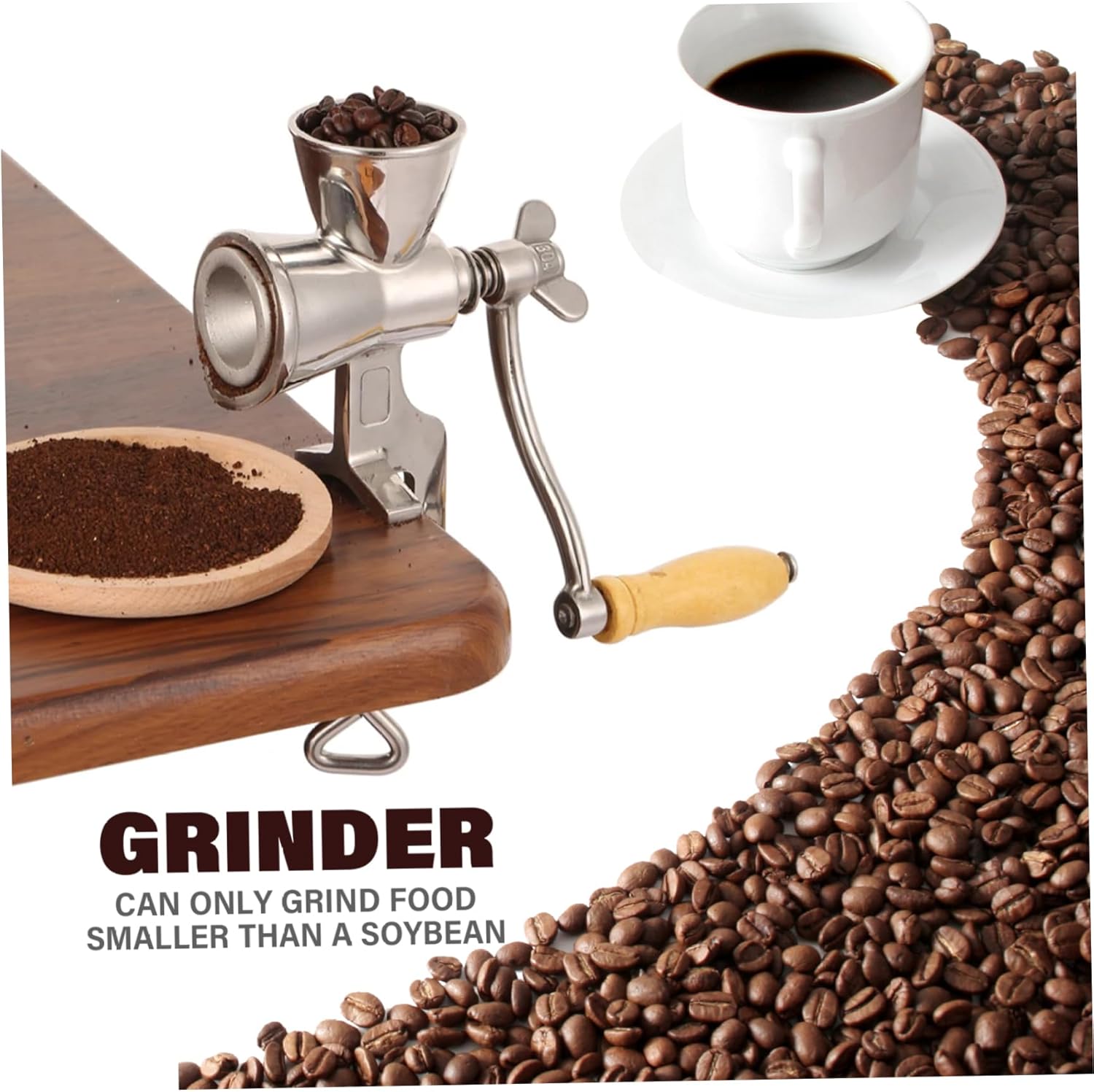 Flour Mill Grinder for Home, Grain Grinder, Heavy Duty Grain Mill with High Hoppers, Stainless Steel Manual Wheat with Hand Crank for Grains Smaller Than Soybeans, S