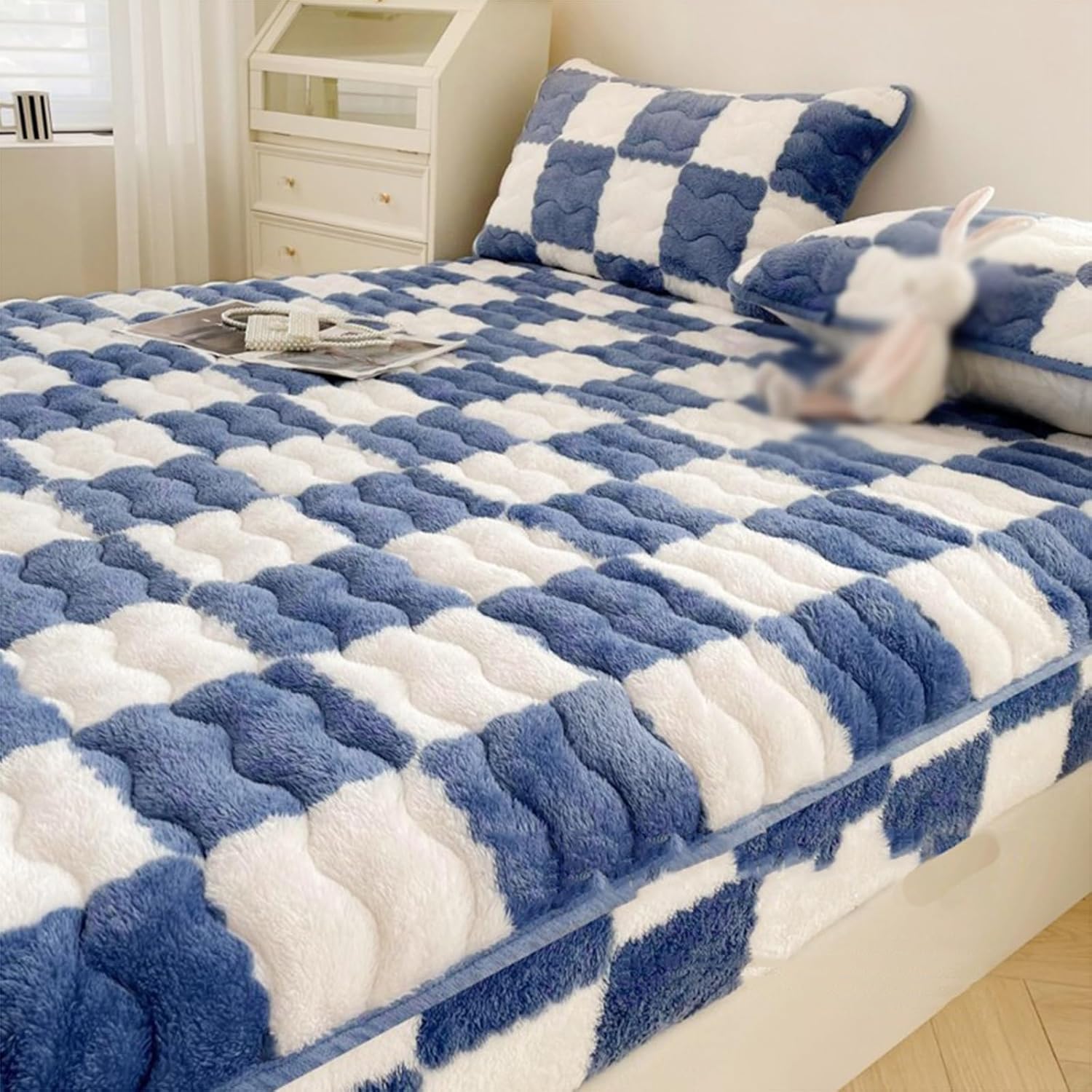 Quilted Mattress Protector, Double Bed Sheet Washable Single Sheet, Durable Comfort, Lightweight, Soft and Breathable Sleep (C,90 x 200 m)