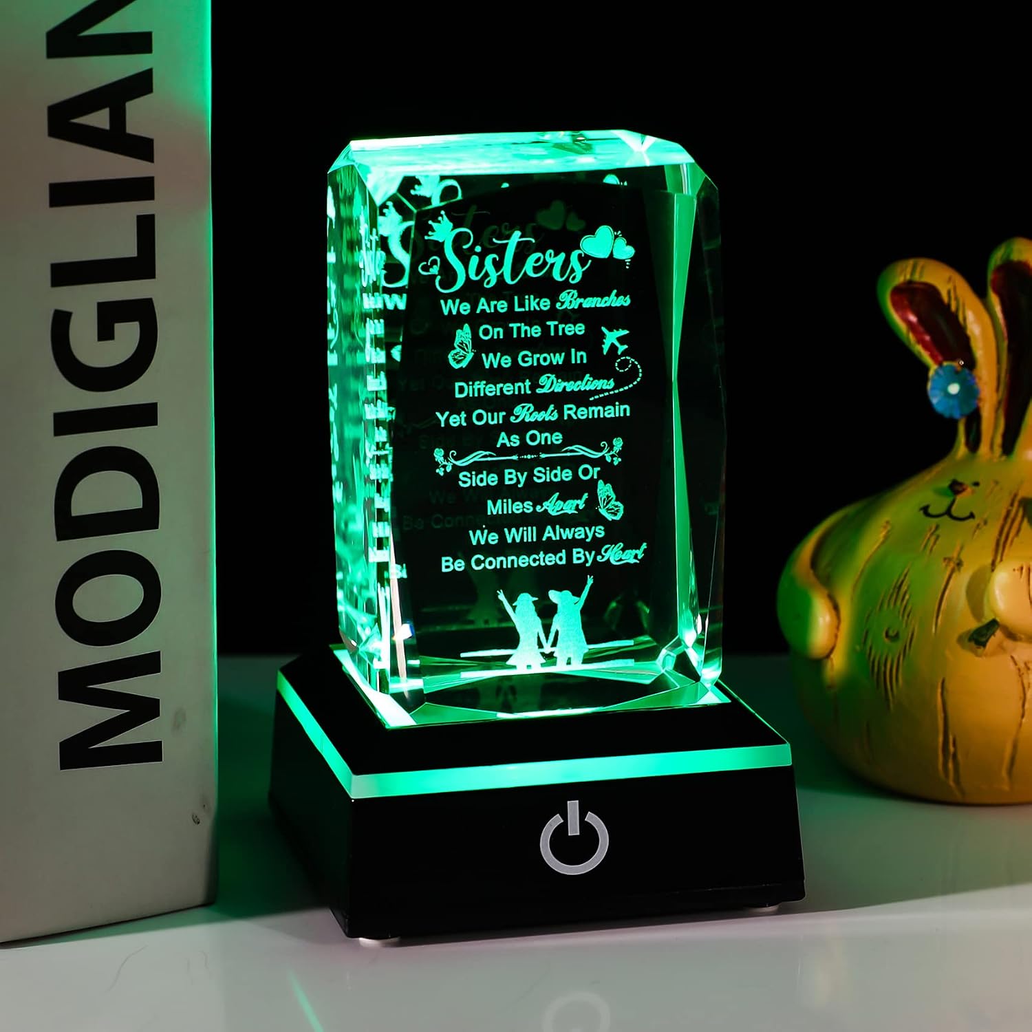 Movdyka Sister Gifts for Sisters Funny, 3D Layser Engraved Sisters with Base, Best Unique Birthday Christmas Wedding Graduation Sister Gifts Ideas from Sisters Brother for Soul Big Little Sister