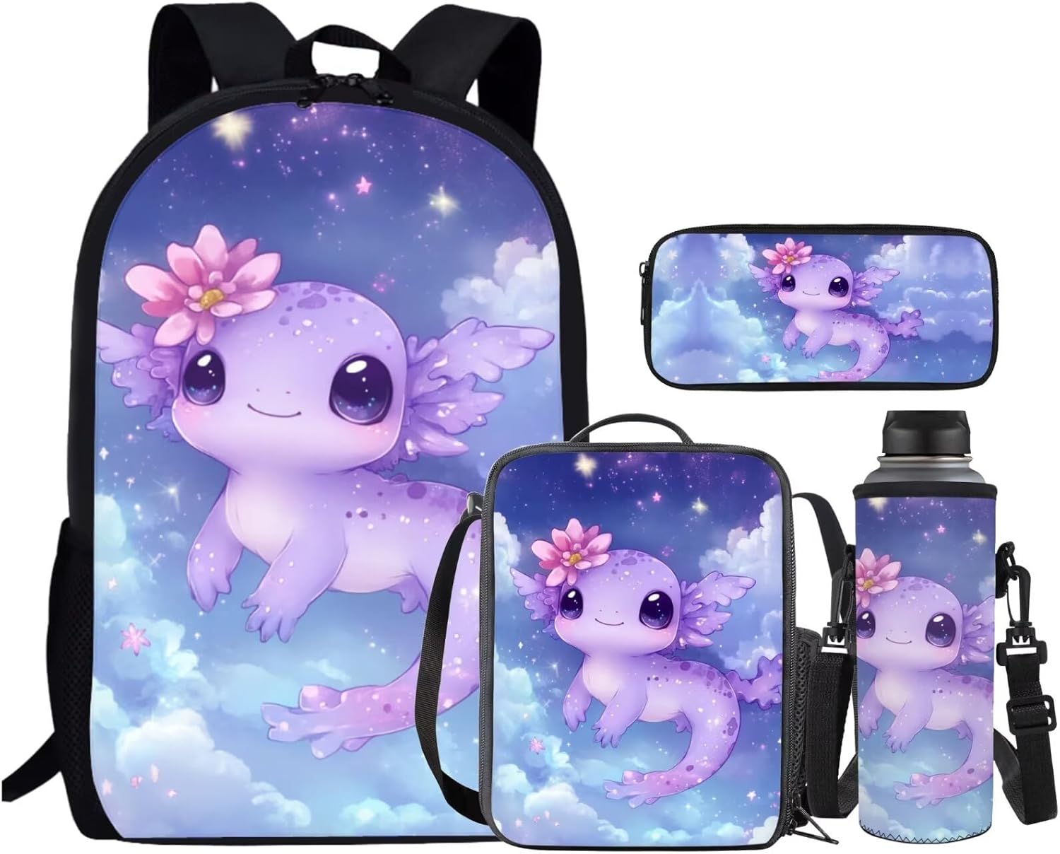 Ystardream Smile Corgi Backpack and Lunch Bag Set for Kids School Bags - Middle Elementary to Teen Girls - Includes Pencil Case and Water Bottle Sleeve