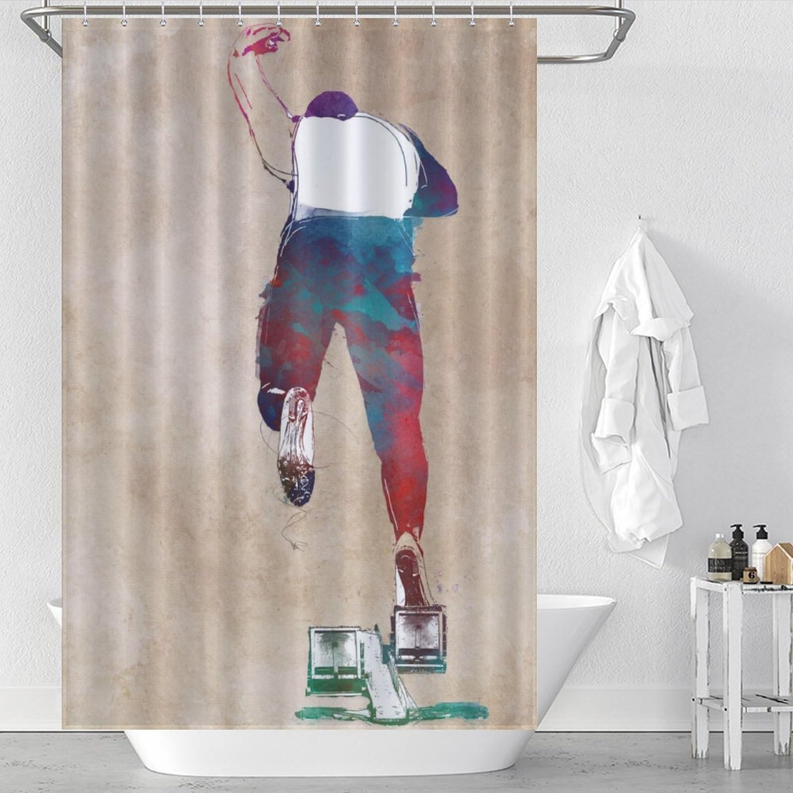 Rideau de bain humoristique en polyester épais et résistant 119x180cm