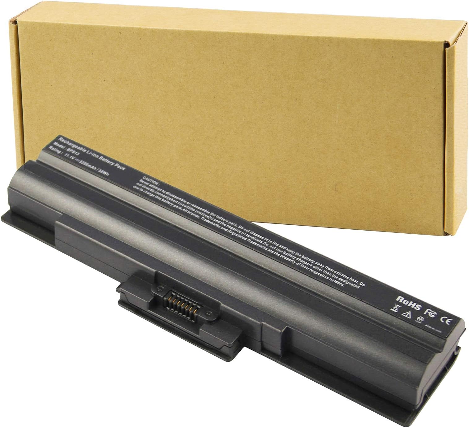 Laptop Battery fit Sony Vaio VGP-BPS13 VGP-BPS13A VGP-BPS13A/B VGP-BPS13B/S VGP-BPL13 VGP-BPS21 VGP-BPS21A VGP-BPS21B PCG-81214L PCG-81114L - [Black 6 Cells 11.1V 5200mAh]