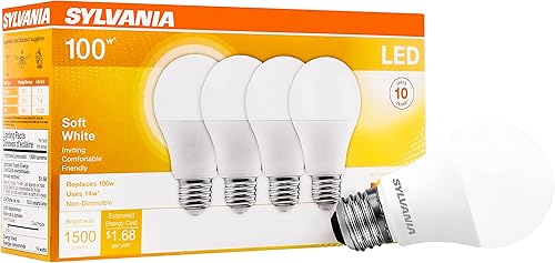 Miniatura 33 de Bombilla LED A19 SYLVANIA, 60 W = 8.5 W, no regulable, acabado esmerilado, 800 lúmenes, 2700K, blanco suave, paquete de 12 (74469)