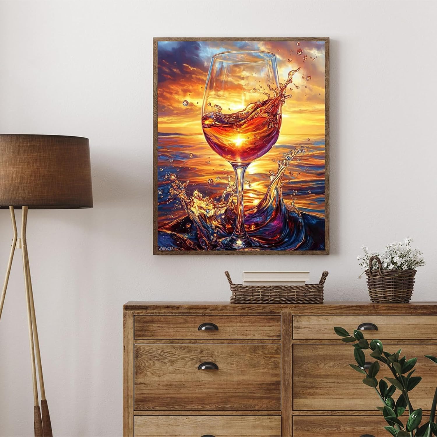 WUIVCTR Sunset Wine Glass Paint by Numbers Kit for Adults, 16" x 20" Canvas Painting Kit for Beginners, Modern Aesthetic DIY Paint by Number on Canvas for Home Wall Decor image 3