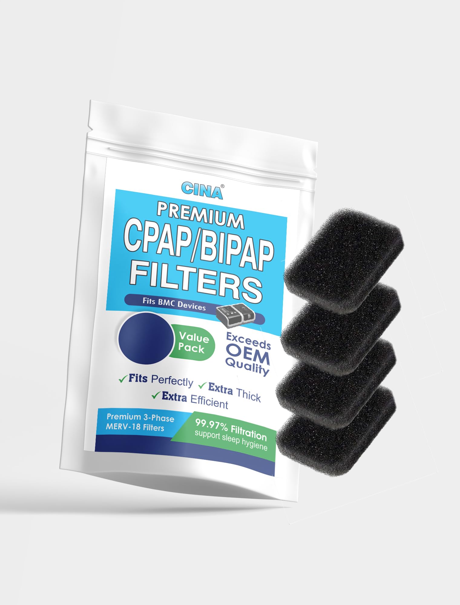 CINA® BMC FILTER CPAP AND BIPAP (4 REUSABLE FOAM IN A PACK) (B0CW9SS9WL) Amazon Price History, Amazon Price Tracker
