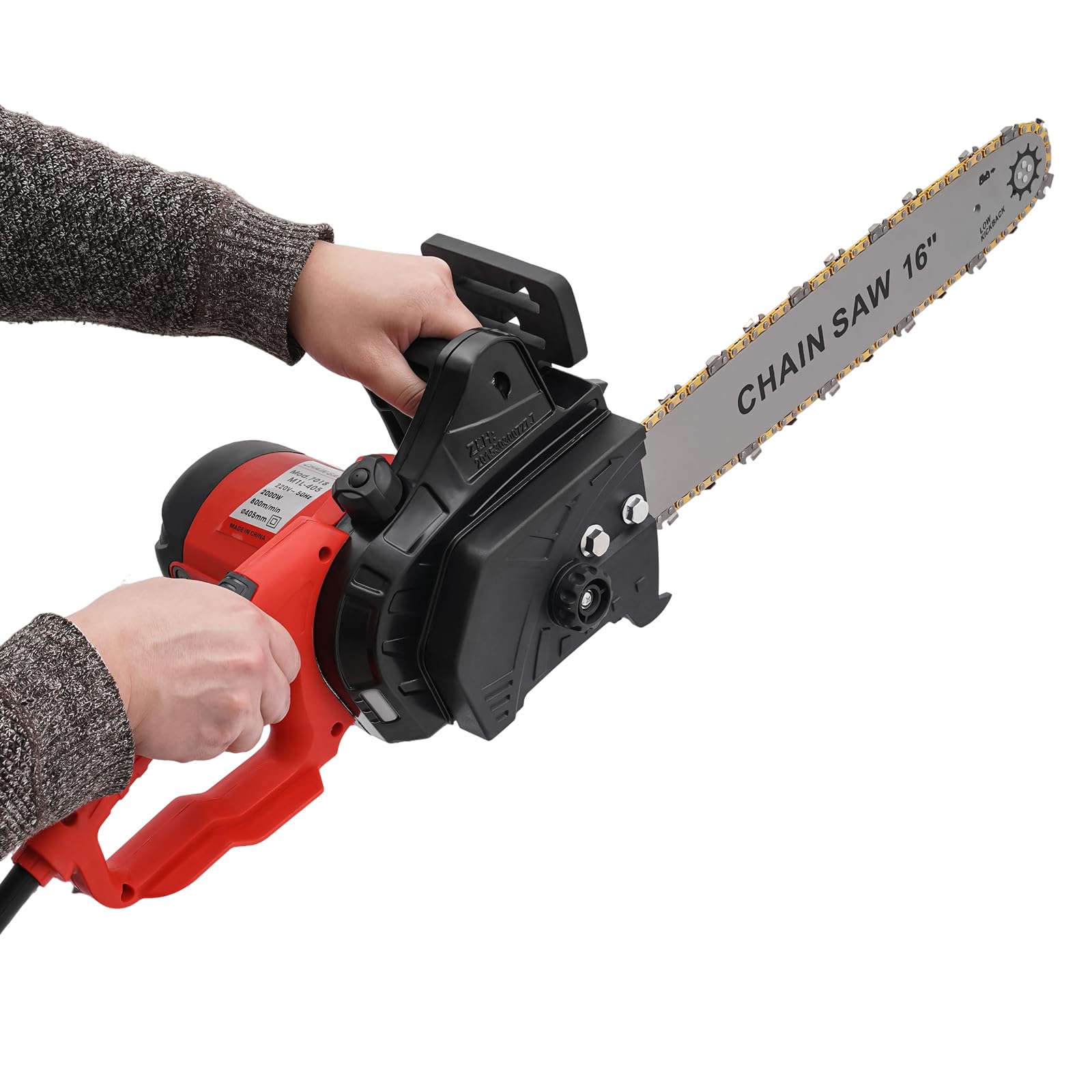 Piła łańcuchowa 16", 2000 W, piła łańcuchowa, 800 obr./min, elektryczna piła łańcuchowa 40 cm do drewna opałowego i drzew