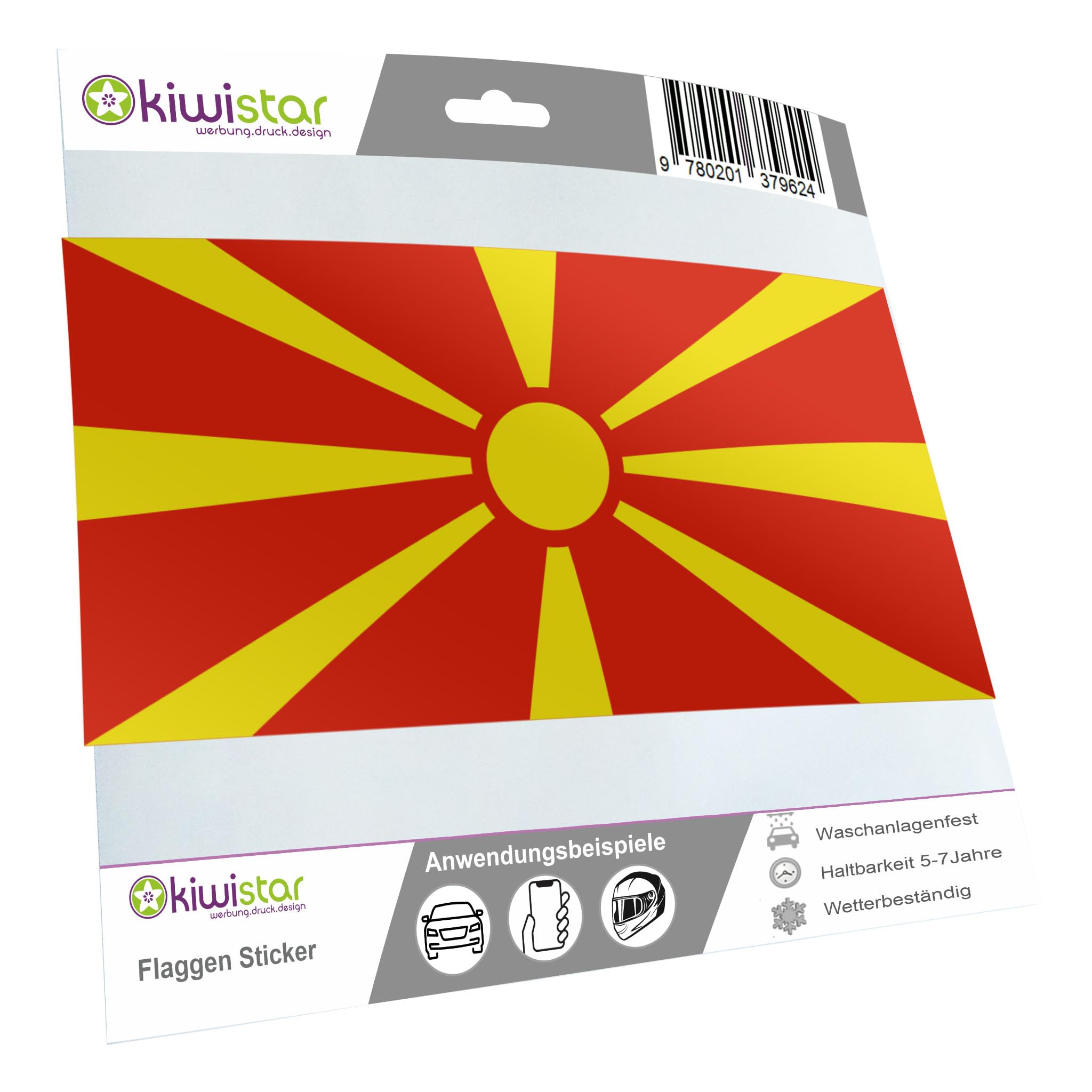 Kiwistar Aufkleber Mazedonien – 4,5 X 2,3 Cm, Flagge & Wappen, Wetterfest Für Auto, Fahrrad & Laptop