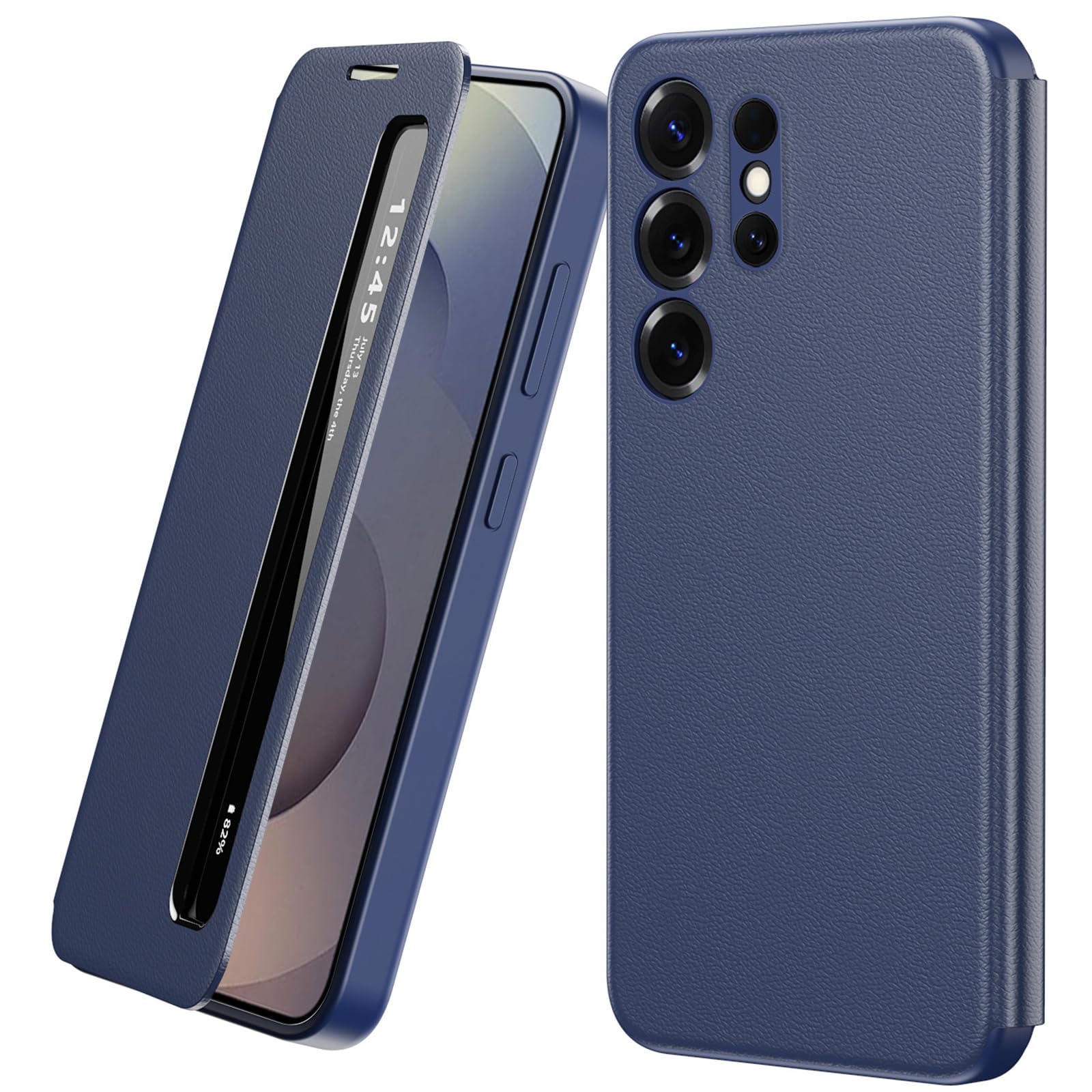 Para Samsung Galaxy S25 Ultra Smart Clear View Cover con ventana de observación, protector de solapa para teléfono móvil, funda para Samsung S25 Ultra 5G Funda Flip Cuero Case Smart View Protector