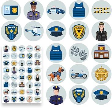 800pcs Police Stickers for Kids - Police Party Favors and Supplies, Including Stickers of Police Officer, Sheriff Badge, Junior Deputy, and Detective Stickers