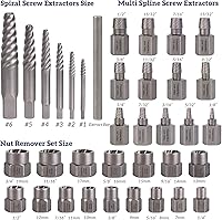 Vista 2 de Juego de 36 piezas extractores de tornillos y pernos, removedor de tuercas de orejetas multi-estriado 2 en 1, kit de herramientas de extracción