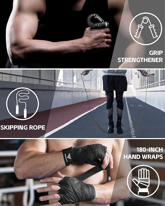 4ft PU Punching Bag Set for Adults with Gloves, Adjustable Weight