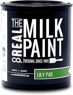 Real Milk Paint, Wood Paint for Furniture, Matte Paint for Cabinets, Walls, Brick, and Stone, Water Based Organic, No VOC, Lily Pad, 1 Quart