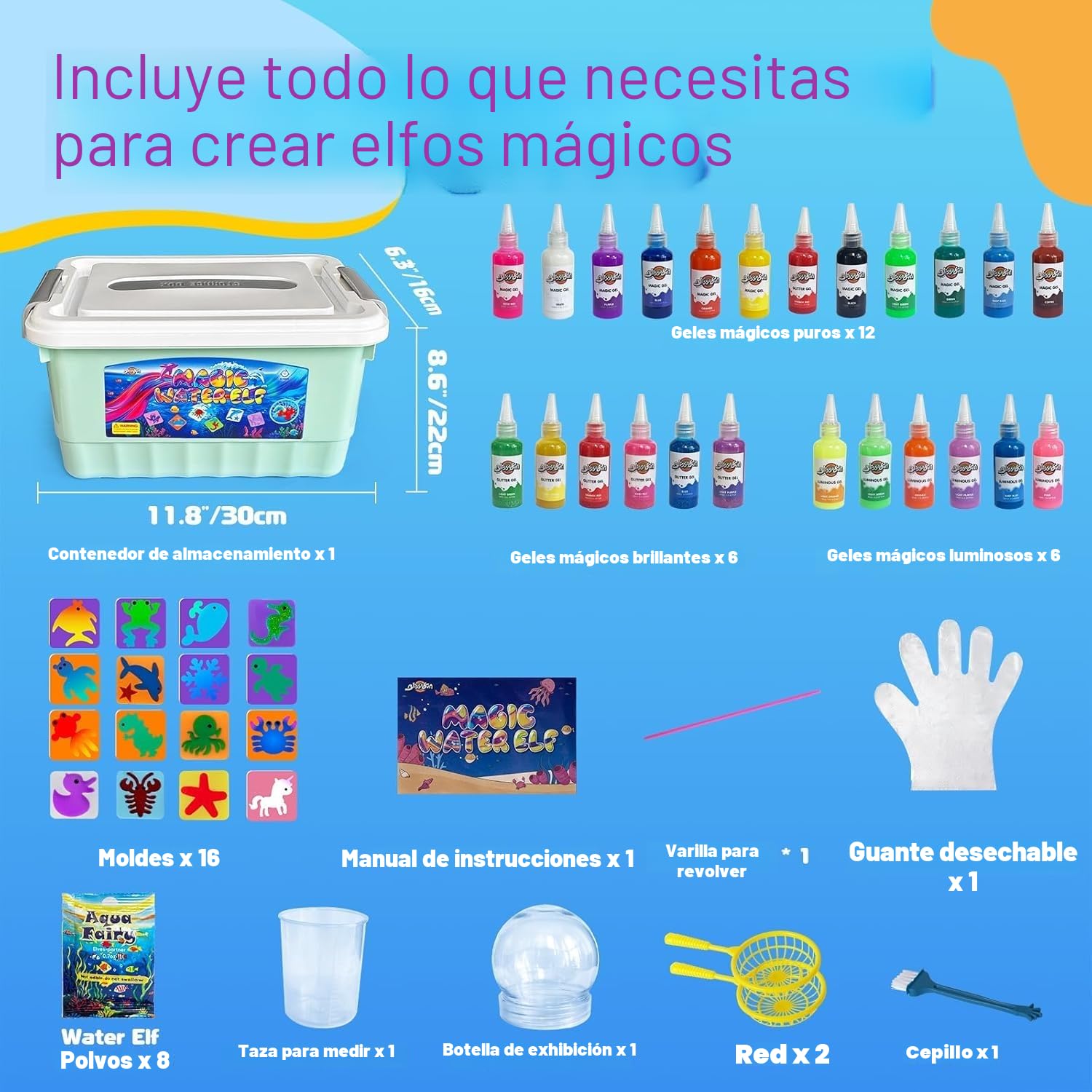 Blissofun Aqua Gelz Set, Juguete de Gel de Agua Mágico 3D DIY, Juego Magic Gel Kit con 24 Colores y 16 Formas, Regalo de Juguete Creativo para niños de 3 años en Adelante, Juguetes niña 4 años