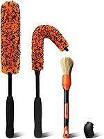 Vista 10 de Kit de cepillo de limpieza de coche YeewayVeh, cepillo de limpieza de rueda con microfibra suave y plano con 2 cubiertas removibles, cepillo