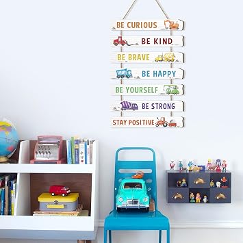 Construction Vehicles Motivational Digger Signs Truck Boys Room