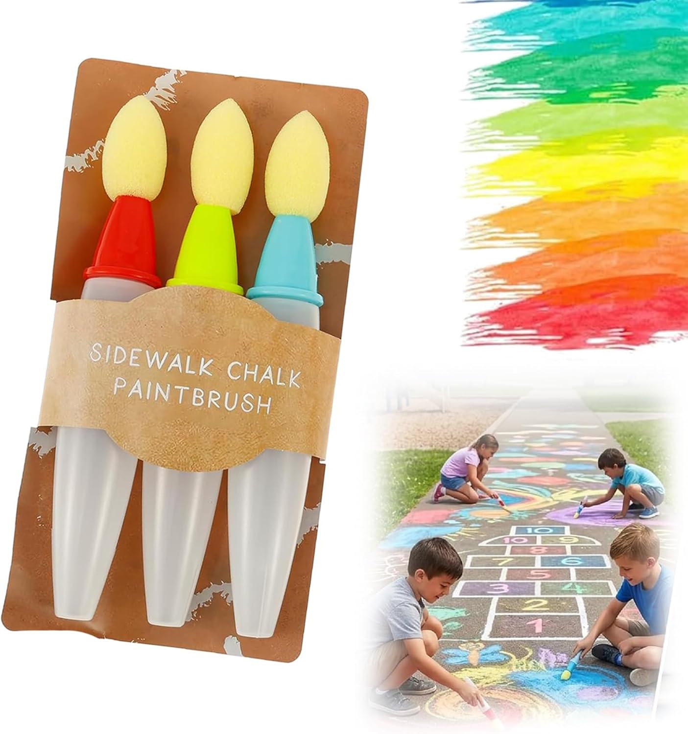 Sidewalk Chalk Paint Fillable Applicators, Portable Fillable Brush Set, Add Water to The Brush and Use Washable, Easy to Clean, for Outdoor Art Activities, DIY Yard Art & Creative Scrapbooking (B)