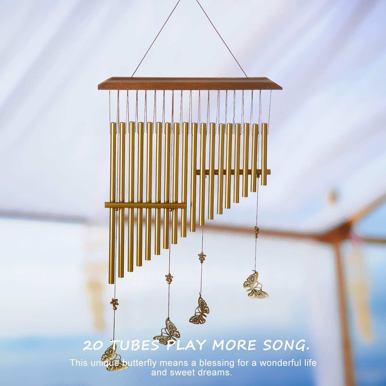 Renook Wind Chimes - 20 Tubes Handmade Memorial Wind Chimes, Best Gifts
