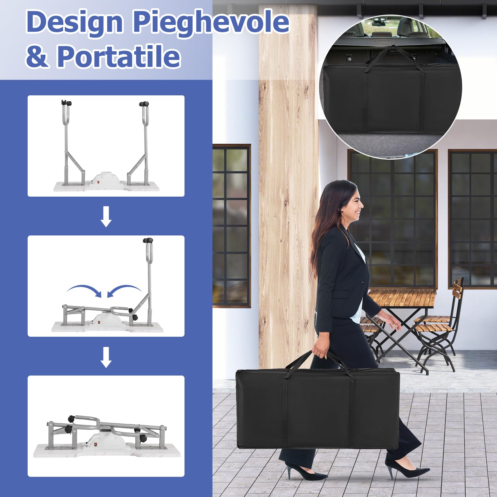 COSTWAY Tavolo per Manicure Pieghevole con Aspiratore Elettrico, Tavolo per Unghie Portatile con Luce LED, Cuscino Poggia Polso Clienti, Borsa e 4 Ruote Bloccabili (Bianco)