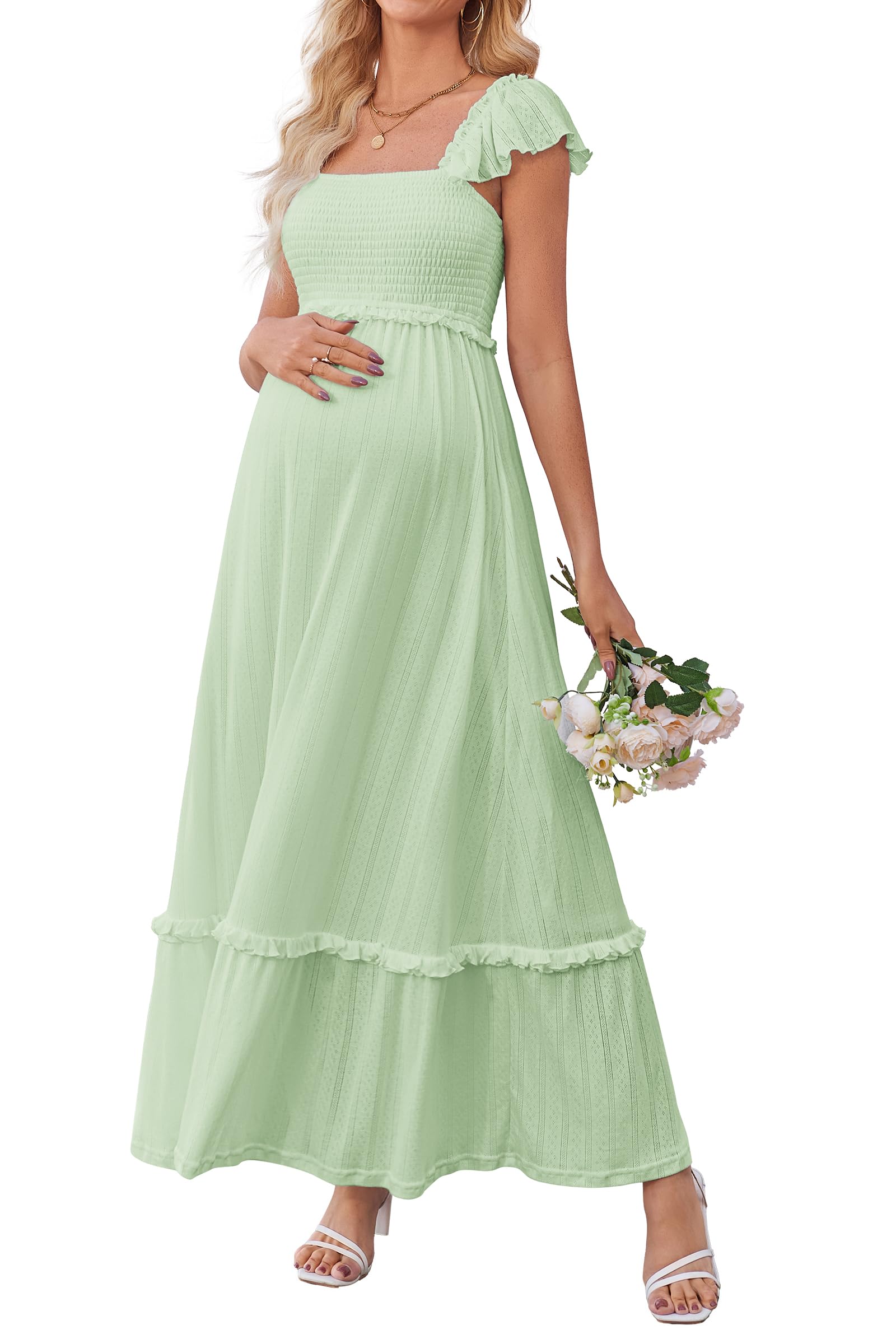 OUGES Boho Smocked Maxi
