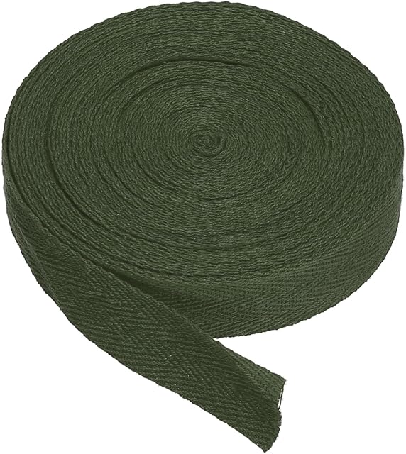 PATIKIL Cotton Twill Tape 20mm(3/4") 9m(10 Yards) Cotton Ribbon Bias Binding Tape Herringbone Webbing Trim for Sewing Gift Wrapping Craft DIY Army Green