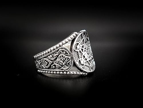 Miniatura 6 de Anillo Metatron Cube Geometría Sagrada de Plata de Ley 925 para hombre