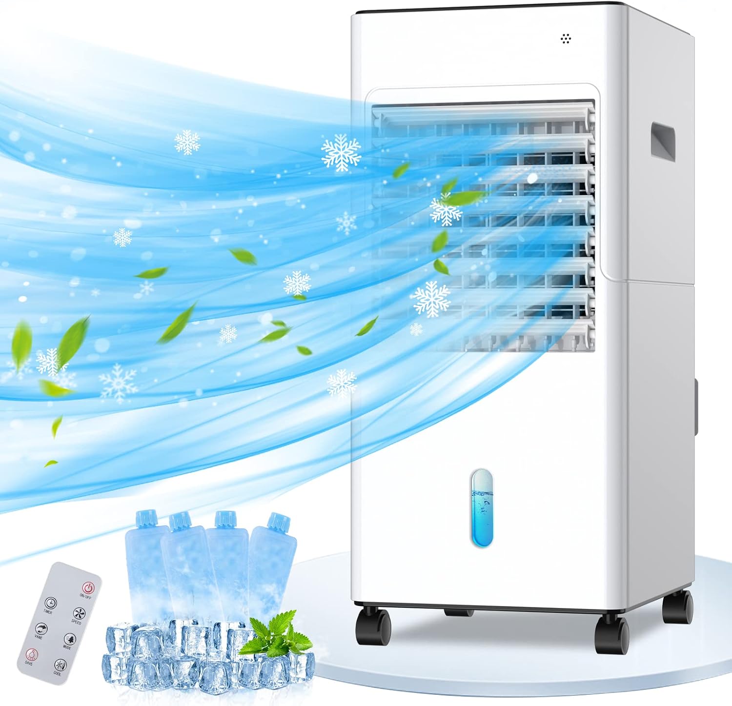 Portable Air Conditioners, 3-IN-1 Air Conditioner for Room, Portable AC Unit with 1.6 Gallon Water Tank, 4 Modes & 3 Speeds, Personal Air Cooler with Remote Control Fast Cooling for Room Home Office