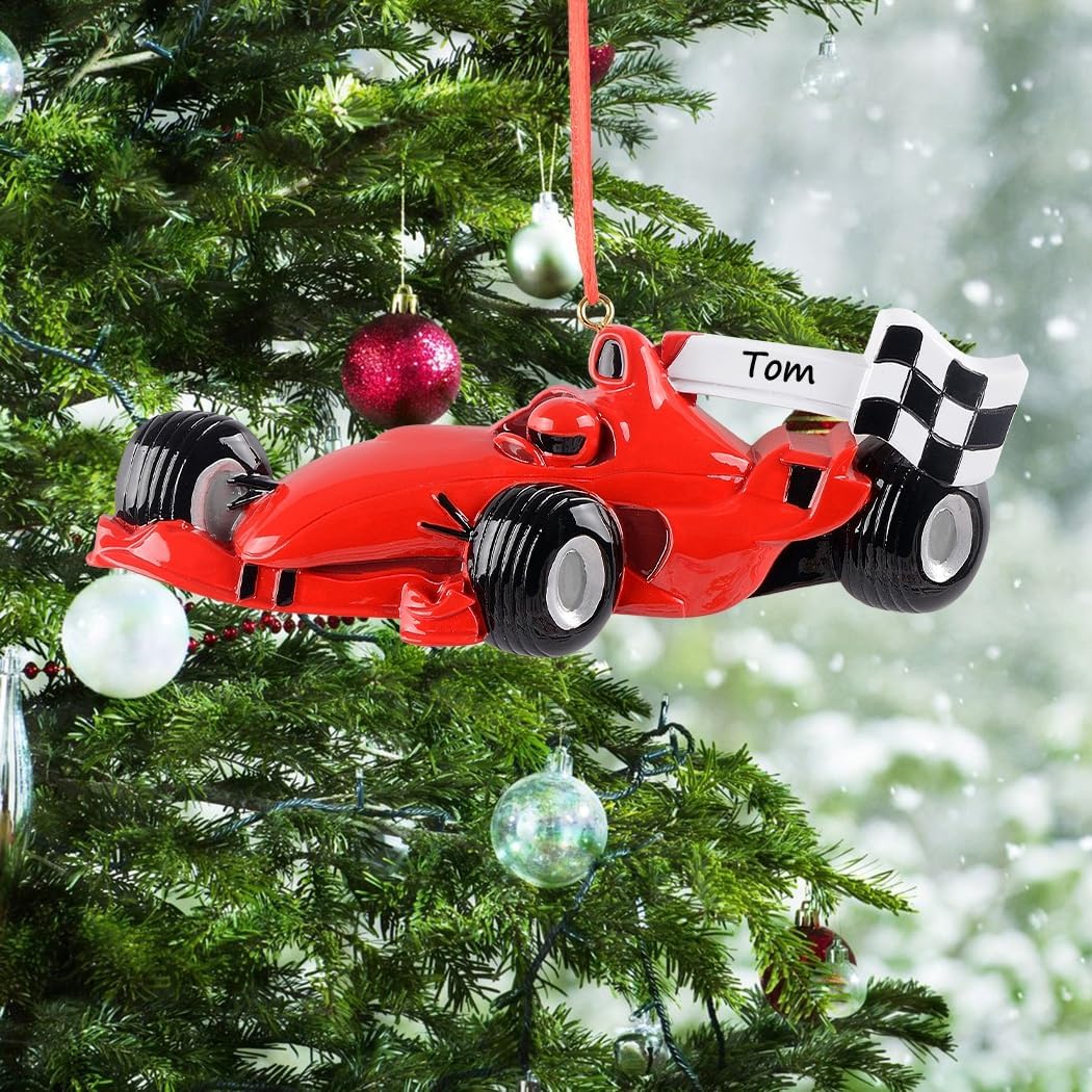 Custom Race Car Christmas Ornament 2026 | Personalized Keepsake Gift