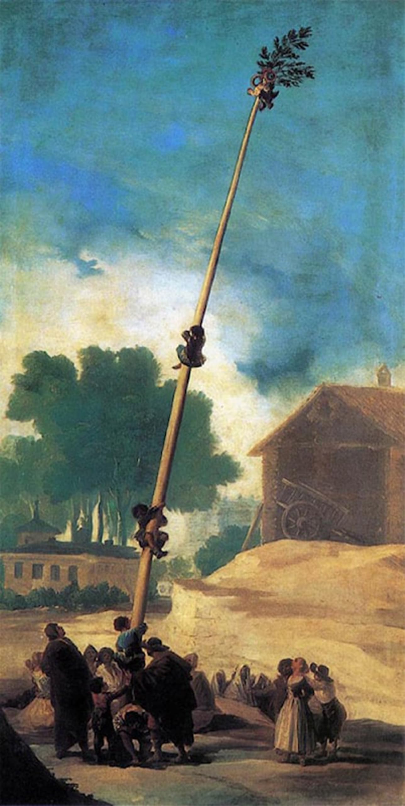 Serendipitp No Frame Retro Picture Poster Wall Art Pictures Painting The Greasy Pole Francisco De Goya Wall Art Canvas Print For Wall Decor 60X90cm