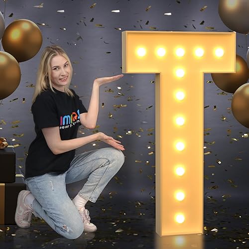 imprsv Letras iluminadas de marquesina, letras de mosaico de 4 pies para baby shower, compromiso, decoración de fiesta de graduación, letras grandes