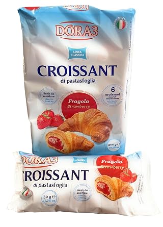 Dora3s-Croissant di Pastasfoglia, Strawberry Filled, Individually Wrapped, 6 Count