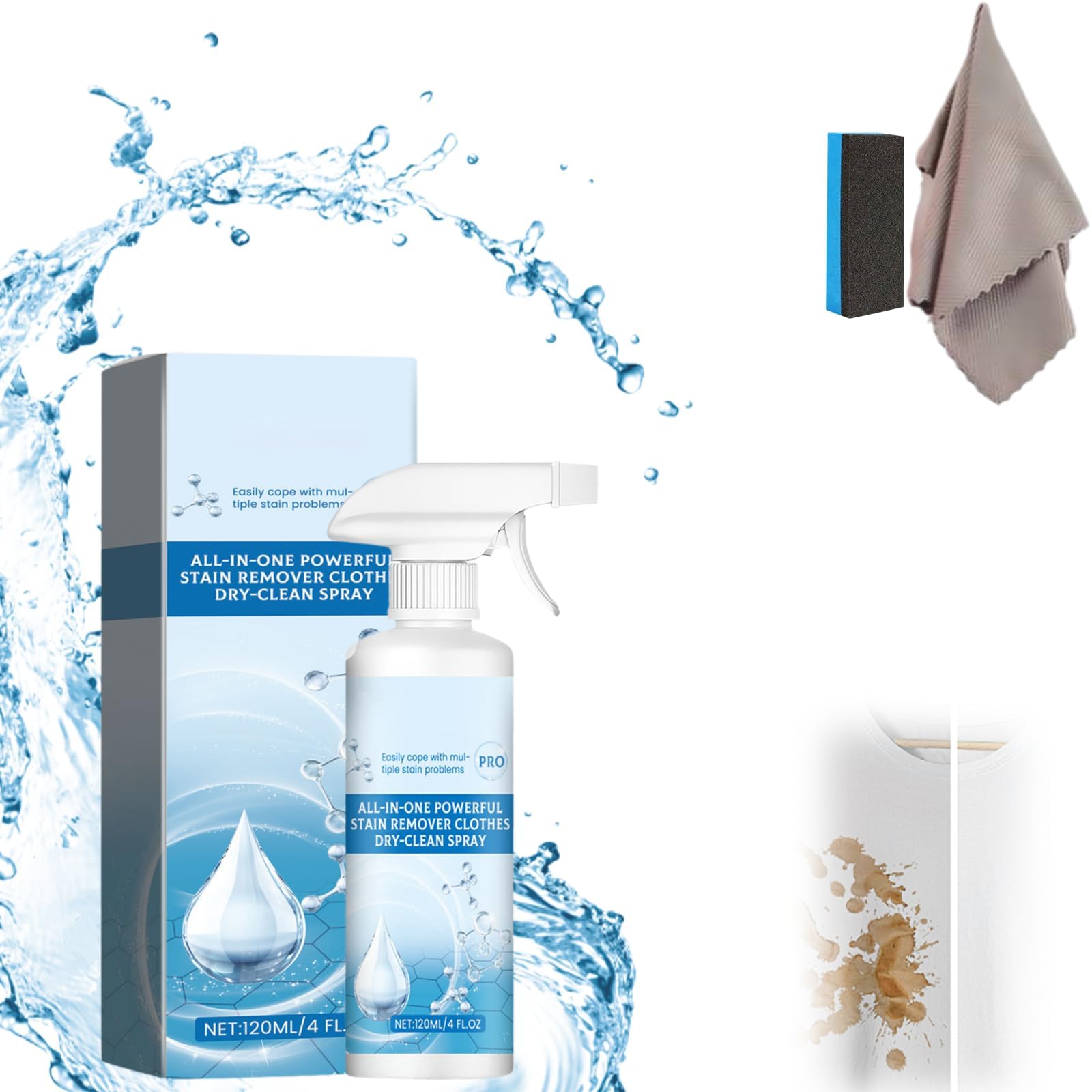 Azonee Sowhatahow Stain Remover, Laundry Spray Stain Removal, Laundry Stain Removal Dry-Clean Spray, Non-Ionic Laundry Stain Remover Emulsifier, Enzyme Laundry Stain Remover