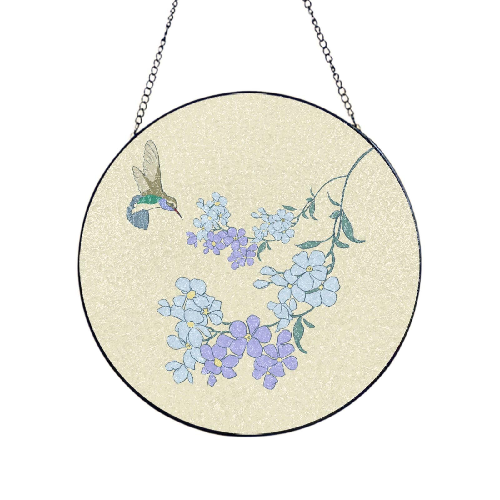 Phayah Fresh Orchids Print Stained Glass Window Hanging Suncatcher For Door Terrace Garden Home Decor Sun Catcher Birthday Gifts For Lovers Dad Mom 12in（30cm）