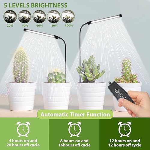 Miniatura 2 de Juhefa Luz de cultivo para plantas de interior, 6000 K de espectro completo de cuello de cisne para siembras, suculentas plantas pequeñas,