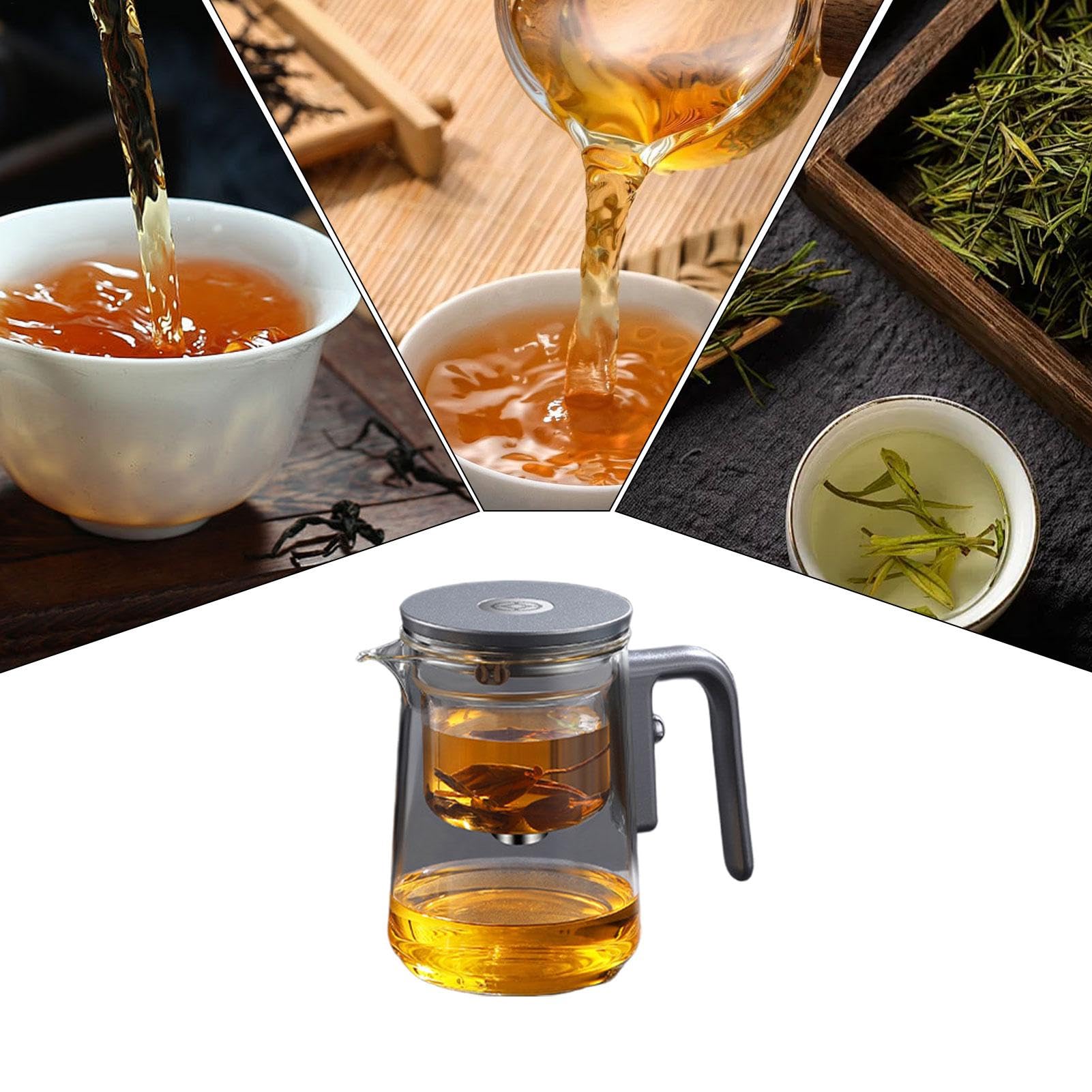 Tea Infuser Pot - Eleganter loser Tee mit herausnehmbarem Edelstahlfilter | Hitzebeständiger Glaswasserkocher für Kräutertee, Grün, Oolong und Schwarz