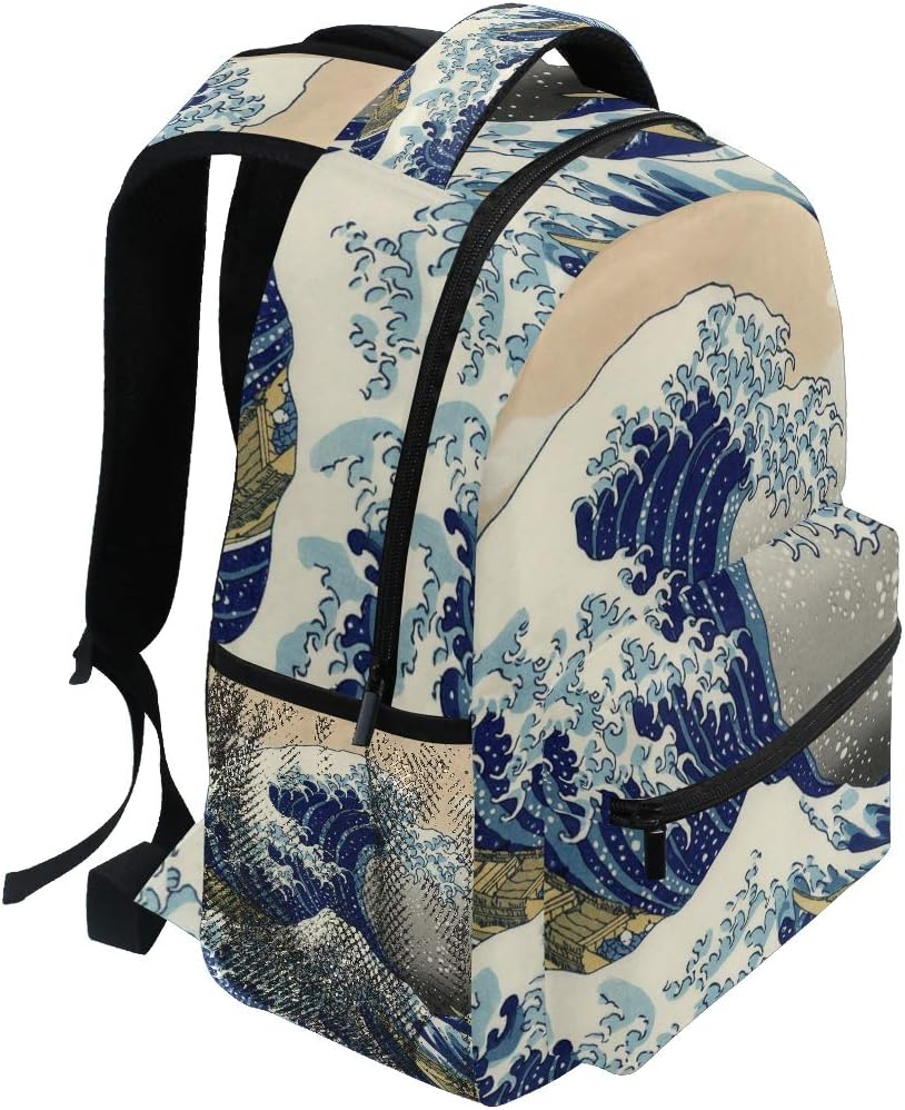 Black Friday - 70% OFF School Backpack Great Wave Kanagawa Bookbag Travel Ruckack